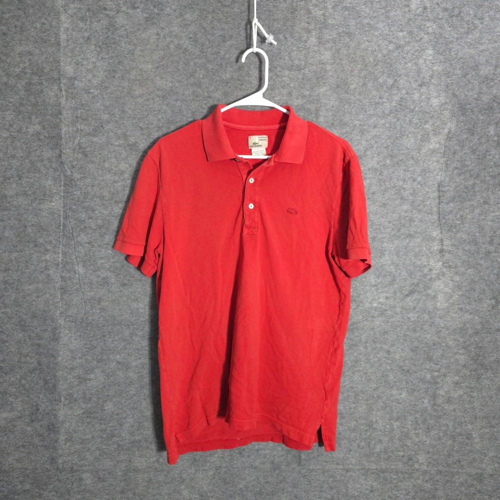 Lacoste Vintage Washed Polo Mens 5 Large Red Pique Short Sleeve F6073 Cotton